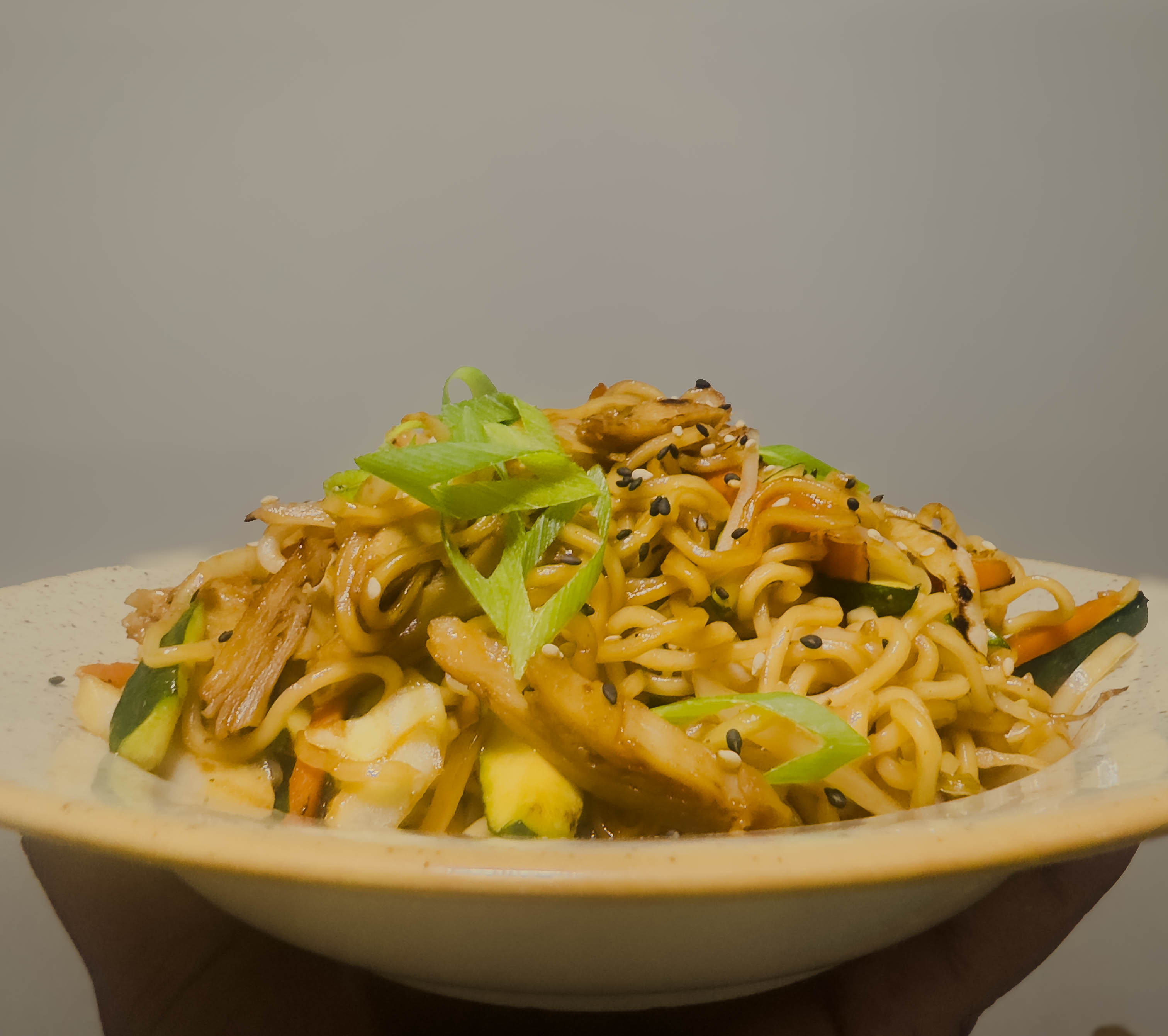 Freshly prepared vegan noodles